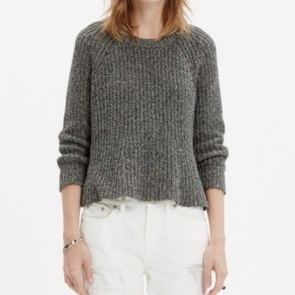 Madewell Marled Swing Crop Knit Sweater - C0358